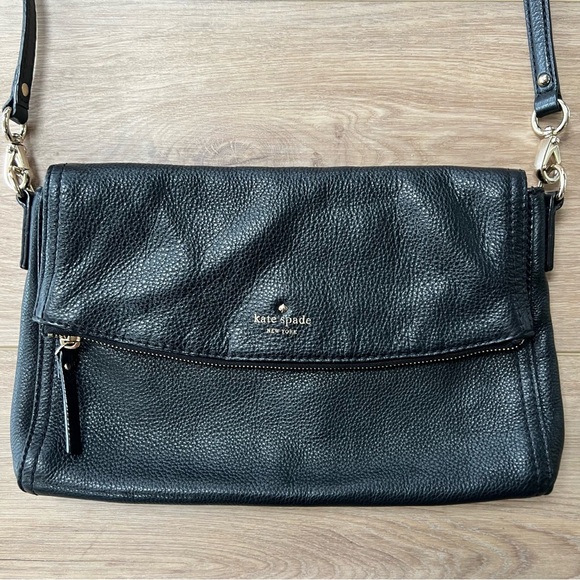 kate spade Handbags - Black Leather Kate Spade Foldover Crossbody